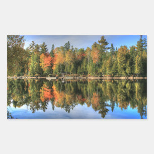 Maine Autumn Fall Foliage Lake Reflections Rectangular Sticker