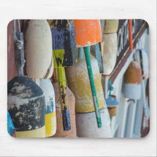 Maine, Bar Harbour. Colourful lobster trap buoys Mouse Mat