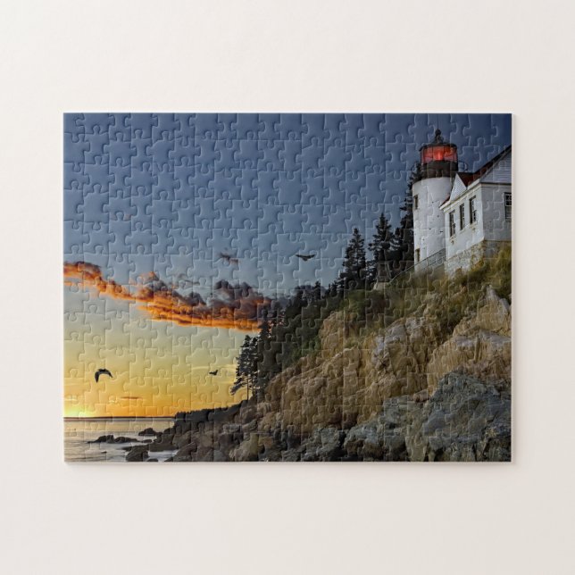 Maine Bass Harbor Lighthouse Photo Jigsaw Puzzle (Horizontal)