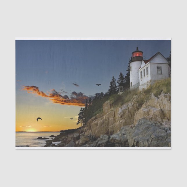 Maine Bass Harbour Lighthouse Photo Tissue Paper (Front)