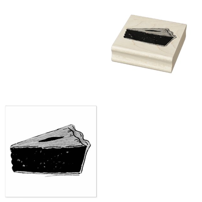 Maine Blueberry Pie Slice Piece Baking Foodie Blue Rubber Stamp (Stamped)