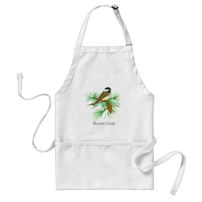Maine Cabin Chickadee Bird Cooking Chef Standard Apron (Front)