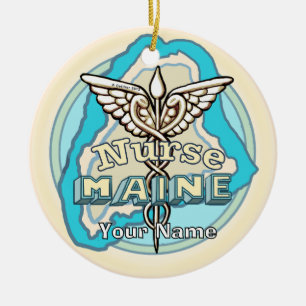 Maine Caduceus Nurse Ceramic Tree Decoration