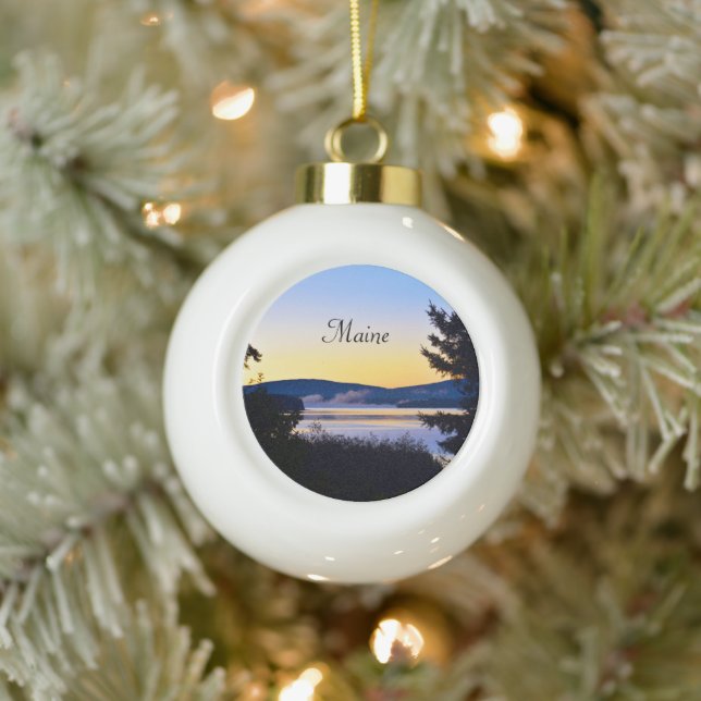 Maine Ceramic Ball Ornament (Tree)