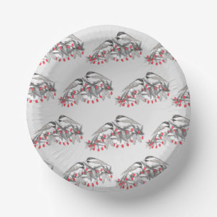 Maine Chickadee Bird Winter Christmas Holiday Snow Paper Plate