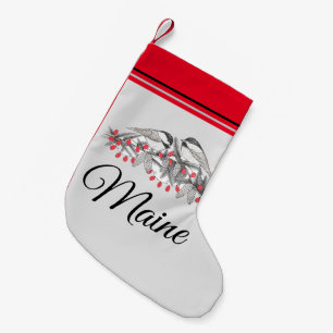 Maine Chickadee Bird Winter Christmas Holiday Snow Small Christmas Stocking