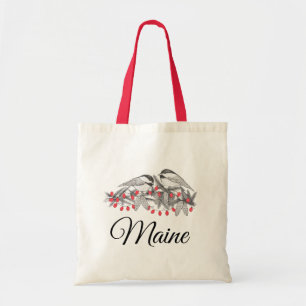Maine Chickadee Bird Winter Christmas Holiday Snow Tote Bag