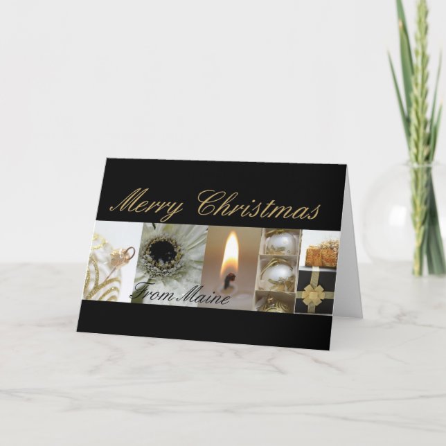 Maine  Christmas Card, state specific Holiday Card (Front)