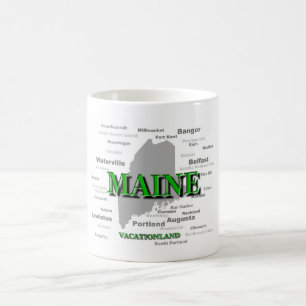 Maine Cities And Towns State Pride Map Coffee Mug