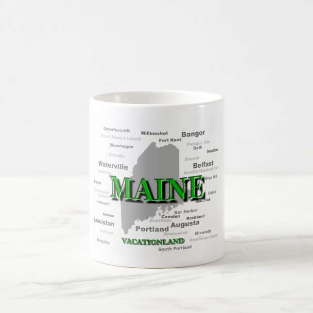 Maine Cities And Towns State Pride Map Coffee Mug (Center)