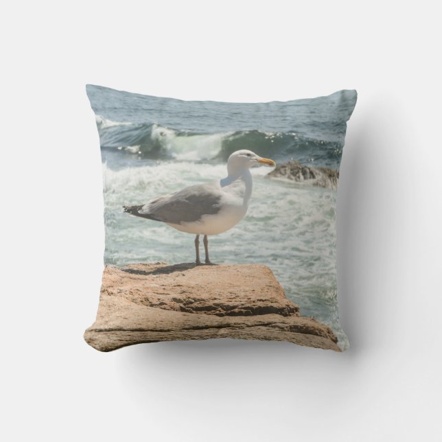 Maine Coast Acadia Ocean Seagull Cushion (Front)