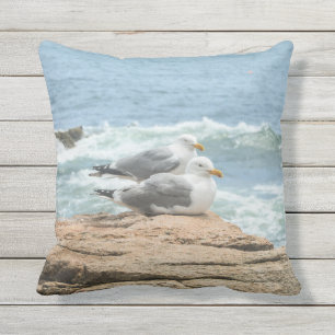 Maine Coast Acadia Ocean Seagulls Cushion