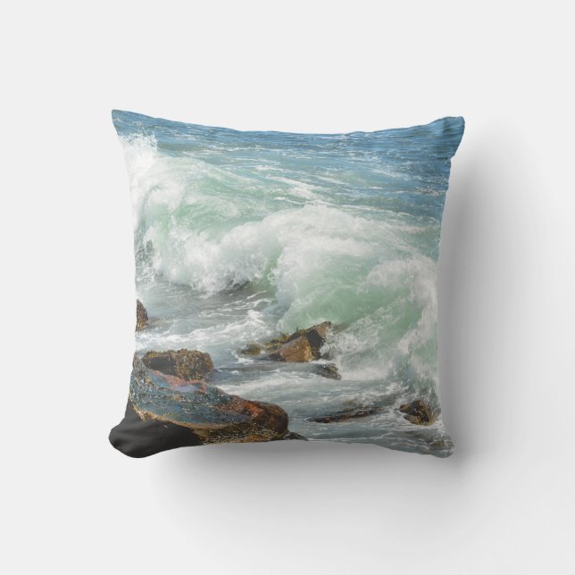 Maine Coast Acadia Ocean Waves Cushion (Front)