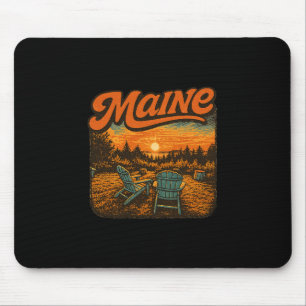Maine Coast Adirondack Chairs Retro Sunset Beach S Mouse Mat