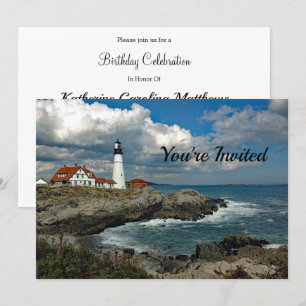 Maine Coast Lighthouse Birthday Invitation