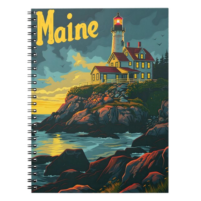 Maine Coastal Beacon: Lighthouse Majesty Notebook (Front)