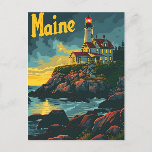 Maine Coastal Beacon: Lighthouse Majesty Postcard (Front)