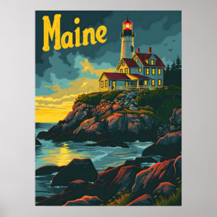 Maine Coastal Beacon: Lighthouse Majesty Poster
