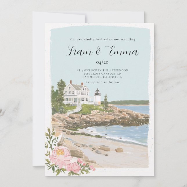 Maine Coastal Wedding Invitation (Front)