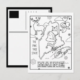 maine colour me collage postcard