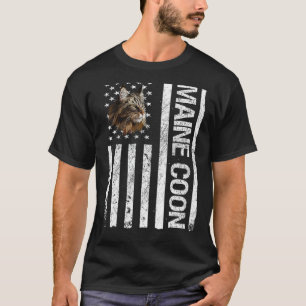 Maine Coon American USA Flag Funny Maine Coon Cat T-Shirt