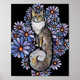 Maine Coon Blue and Green Cuddle Caturday Cat Poster