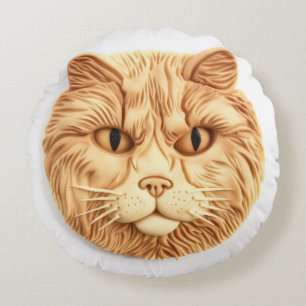 Maine Coon Cat 3D Inspired Round Cushion