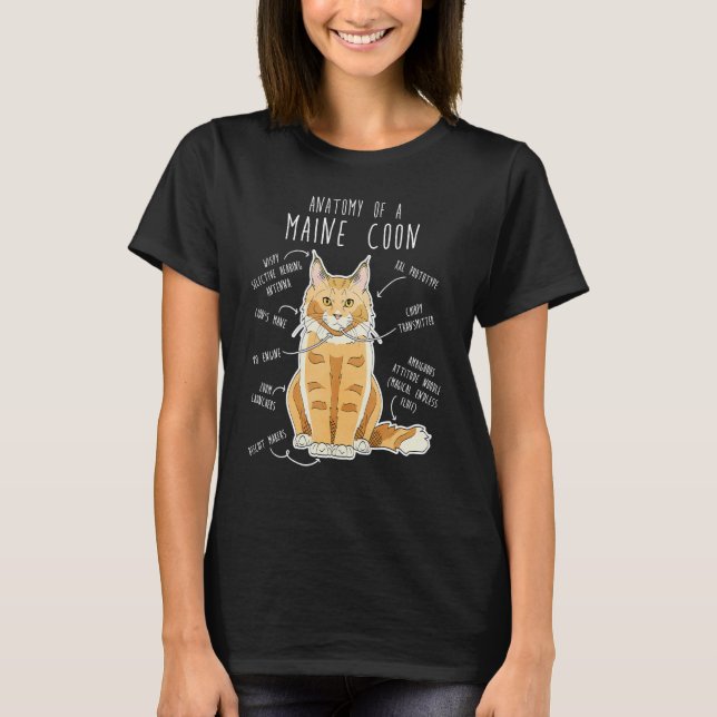 Maine Coon Cat Anatomy  Cute Pet Cat Mom Cat Dad R T-Shirt (Front)
