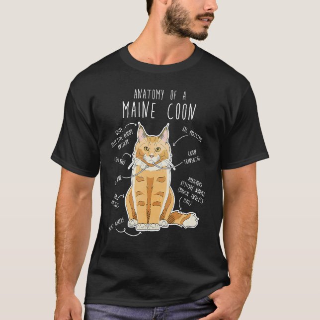 Maine Coon Cat Anatomy  Cute Pet Cat Mum Cat Dad R T-Shirt (Front)
