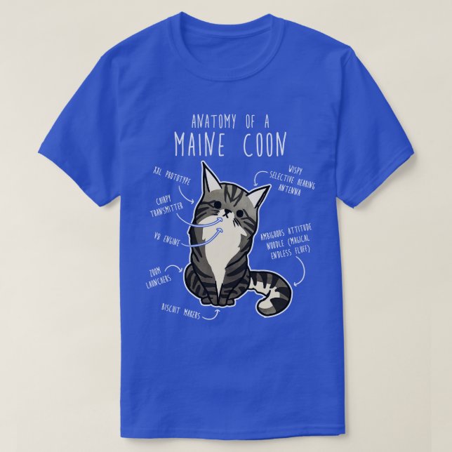 Maine Coon Cat Anatomy T-Shirt (Design Front)
