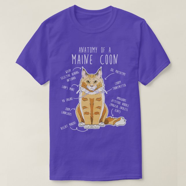 Maine Coon Cat Anatomy TShirt 2 (Design Front)