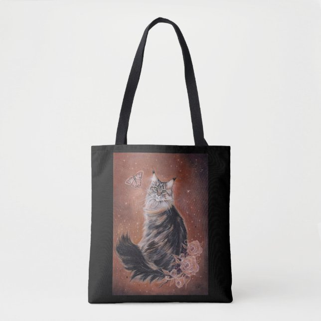 Maine coon cat art by Renee Lavoie  Tote Bag (Front)