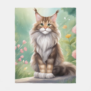 Maine Coon Cat Art Fleece Blanket