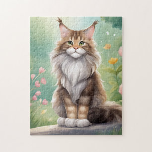 Maine Coon Cat Art Jigsaw Puzzle