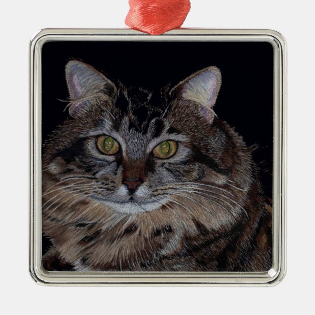 Maine Coon Cat Art Ornament (Front)