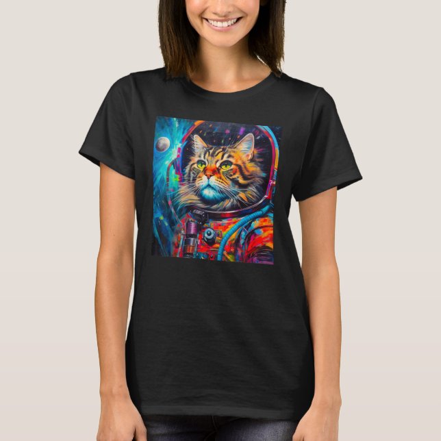 Maine Coon Cat Astronaut T-Shirt (Front)