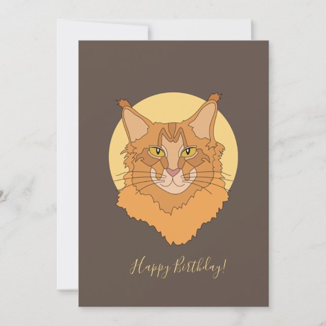 Maine Coon Cat Birthday Card (Front)