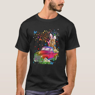 Maine Coon Cat Bunny Truck Hunting Eggs Tree Easte T-Shirt