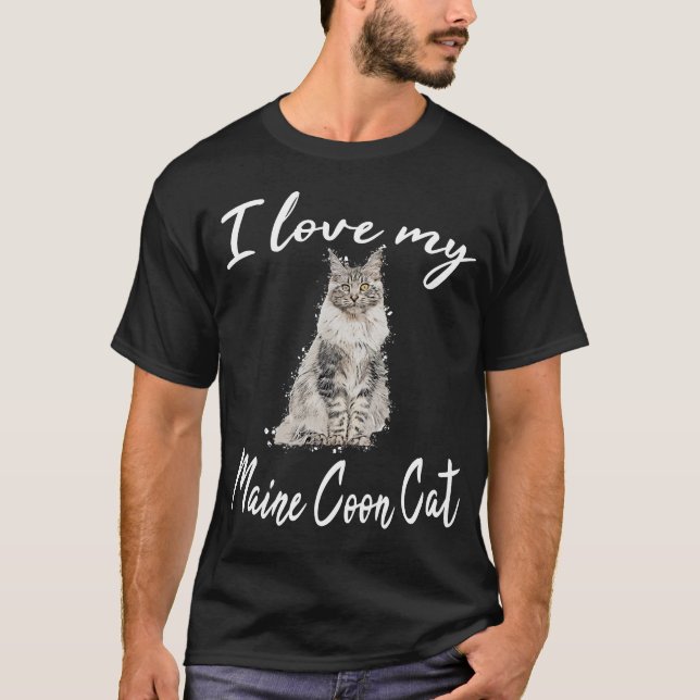 Maine Coon Cat Cats kitten Maine Coon cat motif T-Shirt (Front)