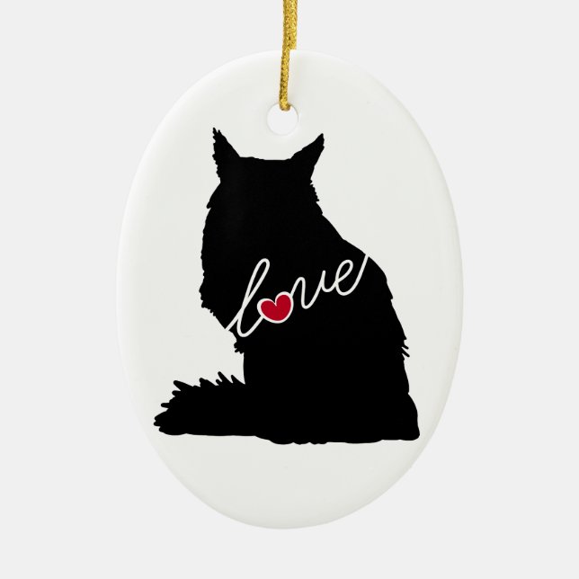 Maine Coon Cat Ceramic Tree Decoration (Front)