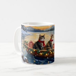 Maine Coon Cat Christmas Boat Holiday Coffee Mug