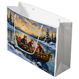 Maine Coon Cat Christmas Boat Holiday Large Gift Bag