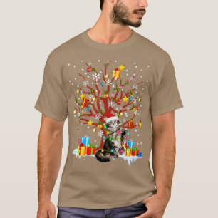 Maine Coon Cat Christmas Tree Lights Ornament Deco T-Shirt