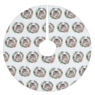 Maine Coon Cat Christmas Wreath Festive Kitten Brushed Polyester Tree Skirt