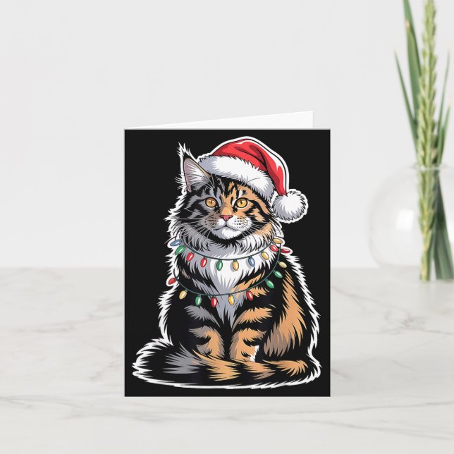 Maine Coon Cat Christmas Xmas Kitten Kitty Lover M Card (Front)