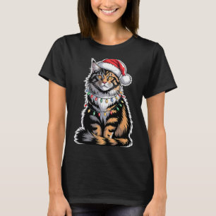 Maine Coon Cat Christmas Xmas Kitten Kitty Lover M T-Shirt