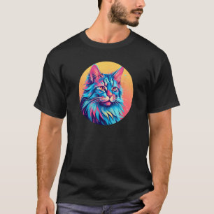Maine Coon Cat Colourful Art, Love Cats T-Shirt