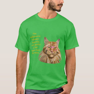 Maine Coon Cat Einstein Hand Drawn Digital Art Ove T-Shirt