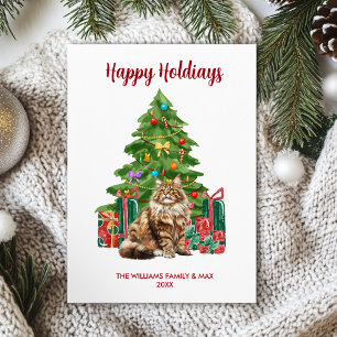 Maine Coon Cat Family Christmas Holiday Card