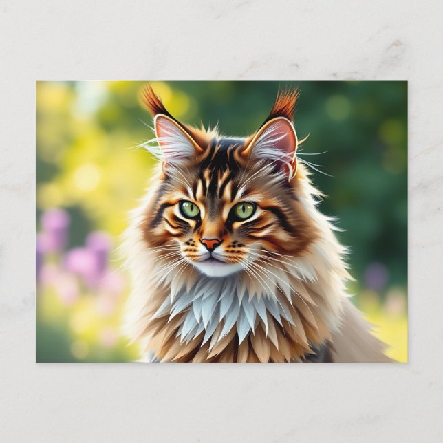 Maine Coon Cat Fluffy in Nature Postcard (Front)